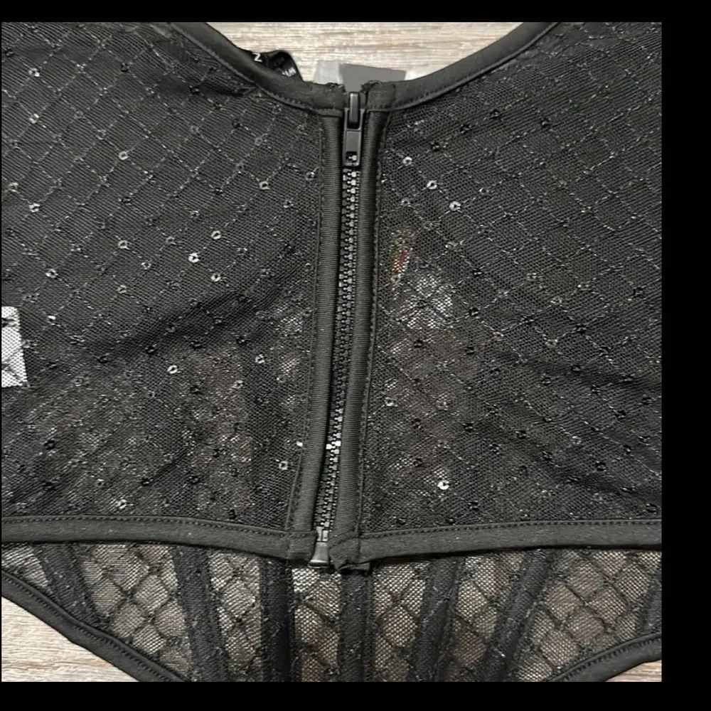 Sincerely Jules NWT Black Sheer Long Sleeve Bustier